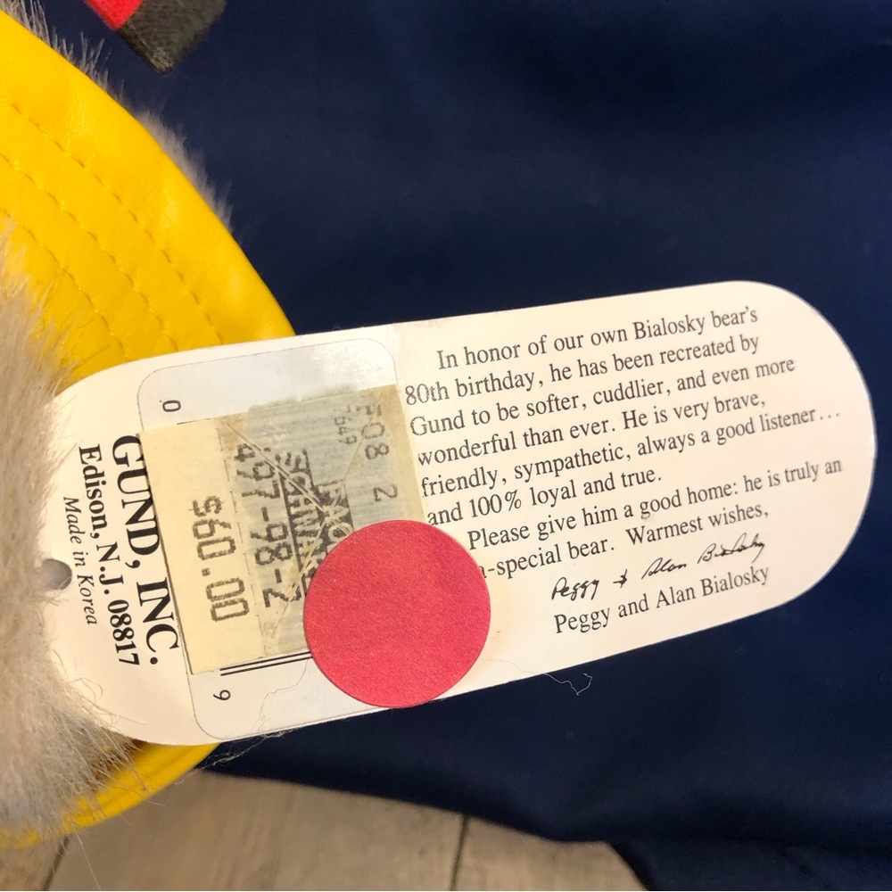 Bialosky Yellow Raincoat 80th Birthday Bear By Gund - Picture 4 of 5